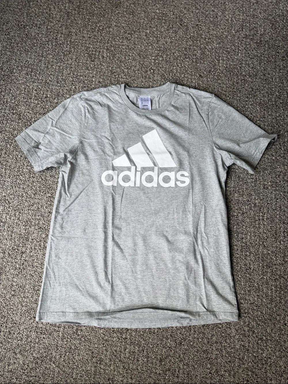adidas Gray Short Sleeve Logo Tee with White Trefoil